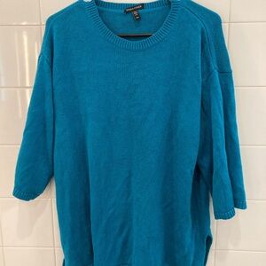 Eileen Fisher Vibrant Blue Knit 3/4 Sleeve Sweater